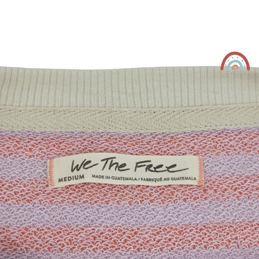 New! FP We The Free Classic Striped Oversized Crewneck in Orchid Combo - Picture 10 of 12